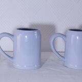 Set of 2 stoneware tankards / mugs 50cl light blue