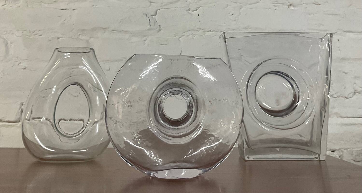 Trio of vintage molded glass vases from the 70s