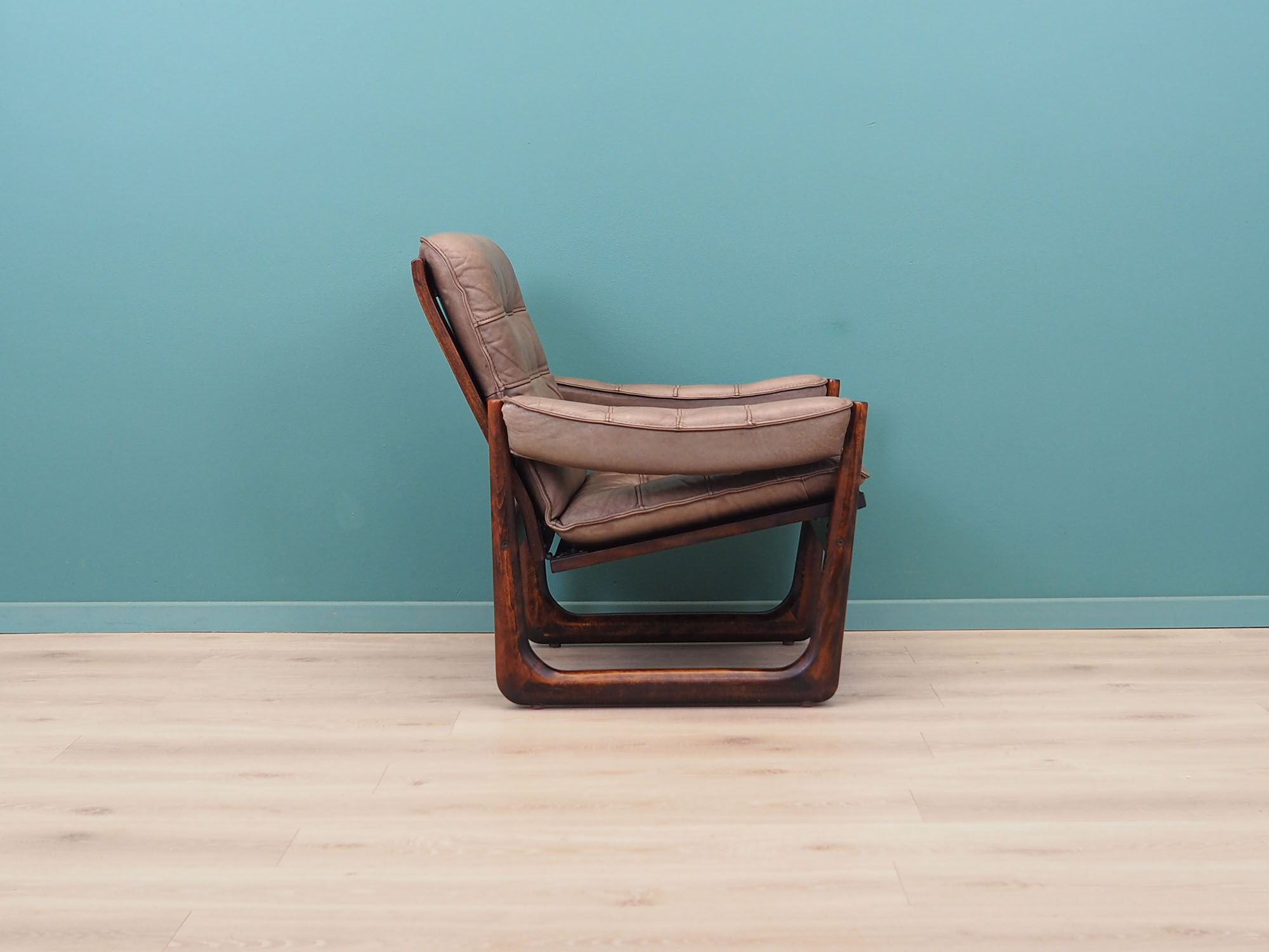 Leather armchair, Danish design, 1960s, manufactured by Genega Møbler
