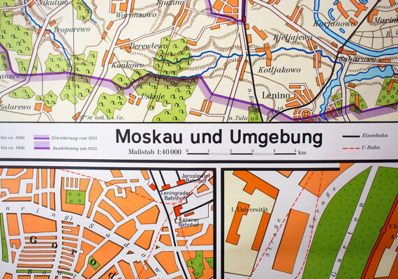 Moscow wall chart published by Westermann 1952 poster