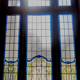 Art Deco stained glass transom window, circa 1900, 20th century
