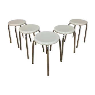 Set of 5 vintage 70's chrome stools
