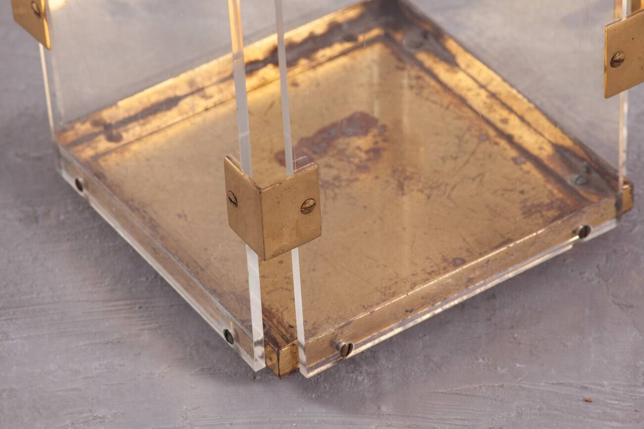 Vintage Fontana Arte acrylic and brass umbrella stand, Italy 1970s