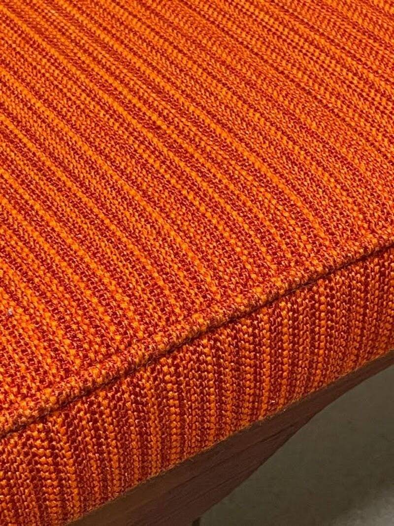 Colourful wooden bench with fabric, 1960s