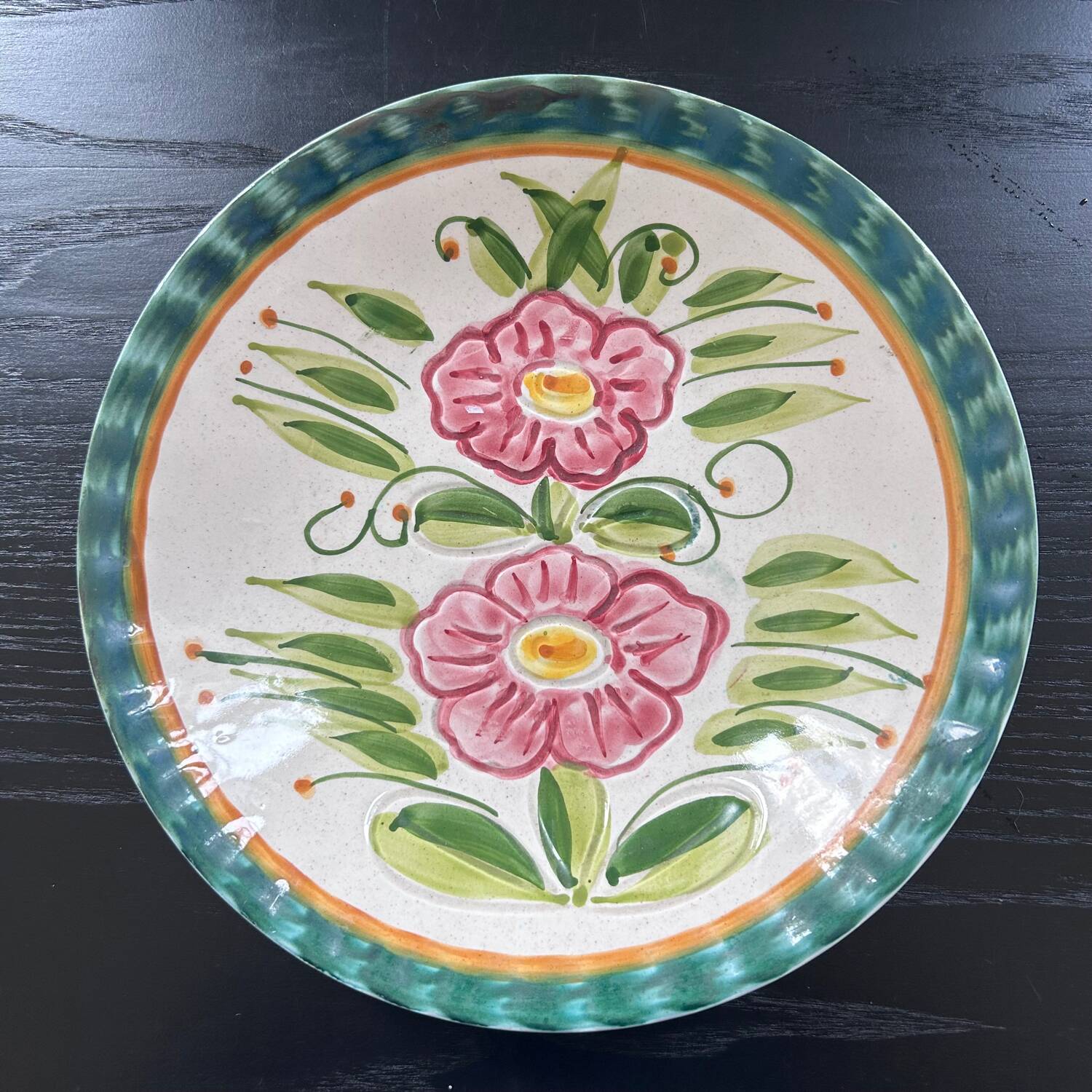 Italian dish with floral decoration