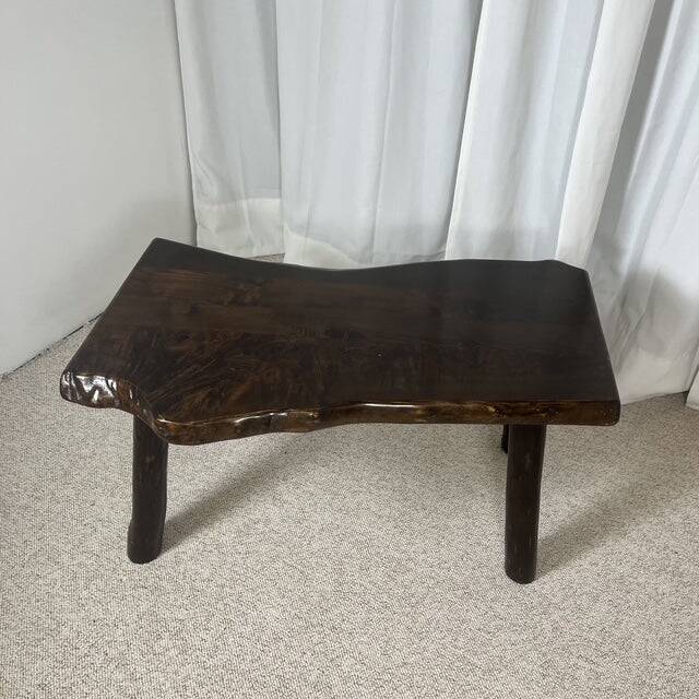 Rustic solid wood coffee table, Wabi-Sabi style, 1970s.