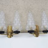2 anciennes double appliques verre & laiton années 50/60