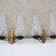 2 old double glass & brass sconces 50s/60s