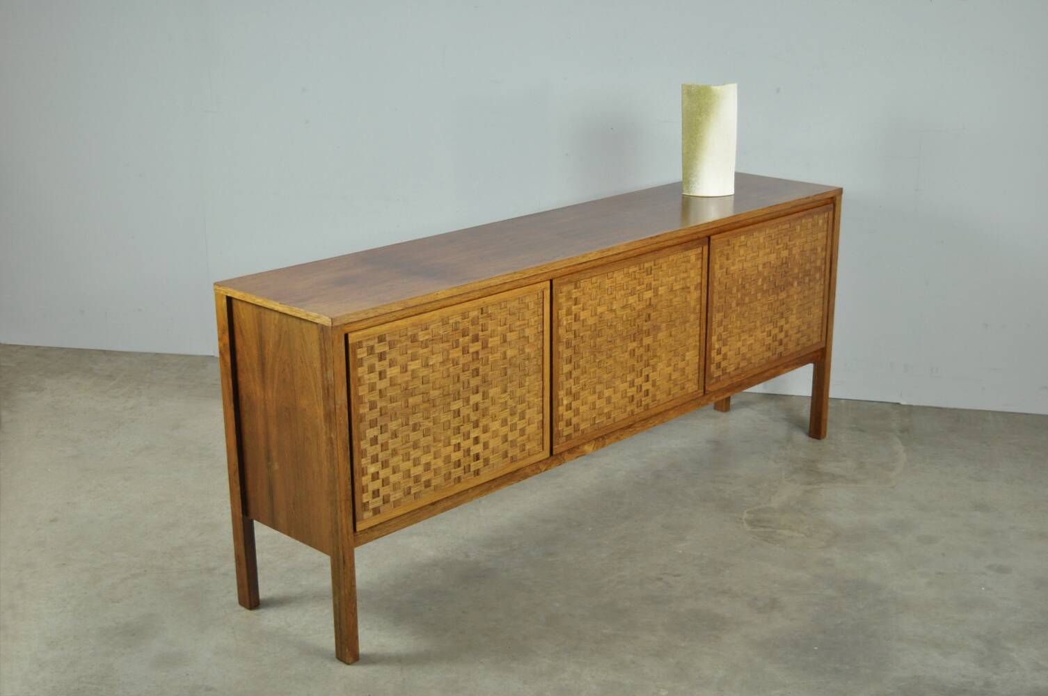 Vintage German Rio sideboard in rosewood, woven finish, Leo Bub, 19