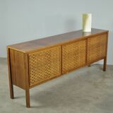 Vintage German Rio sideboard in rosewood, woven finish, Leo Bub, 19