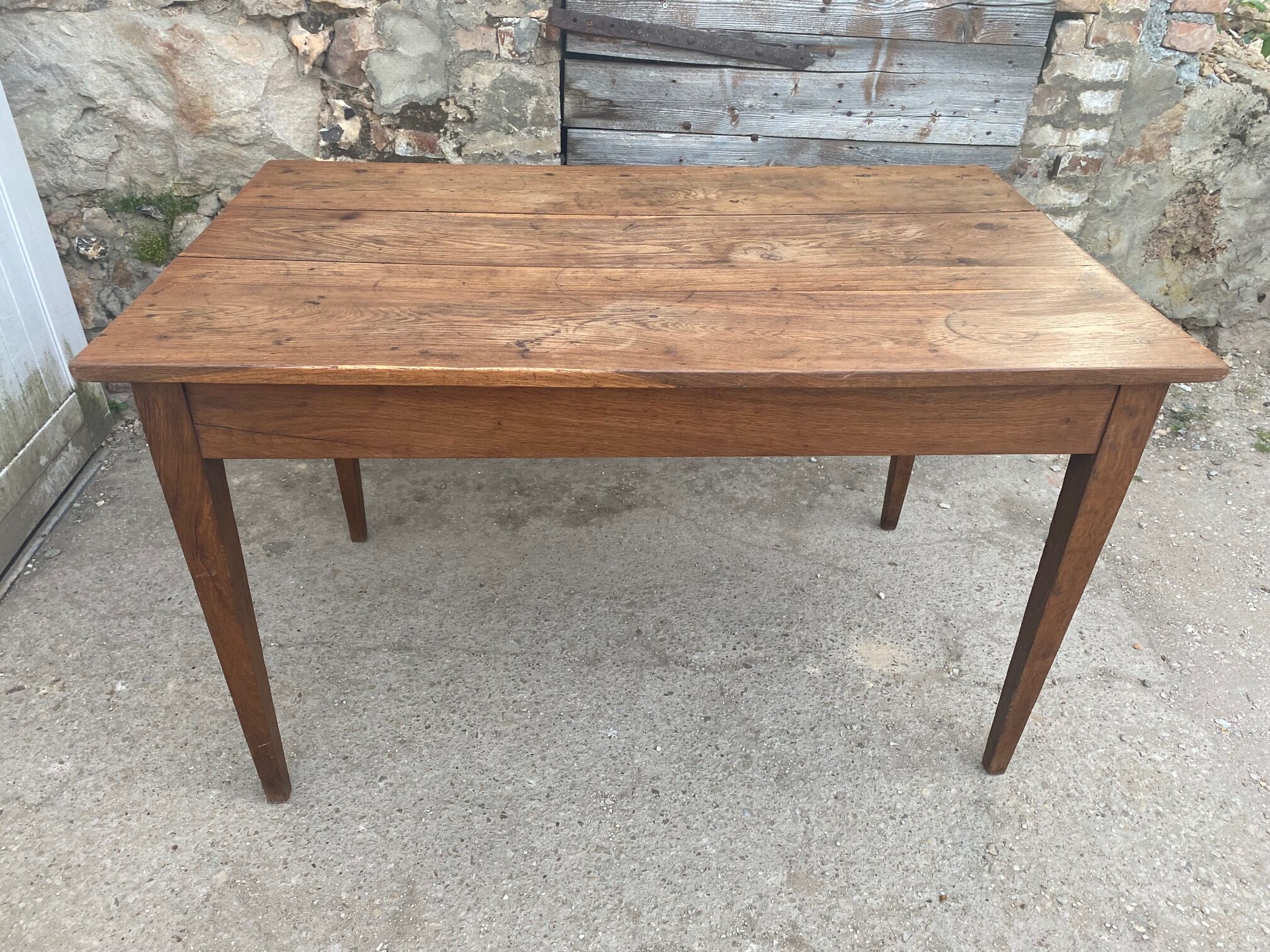 Solid oak farmhouse table with 2 drawers 1900