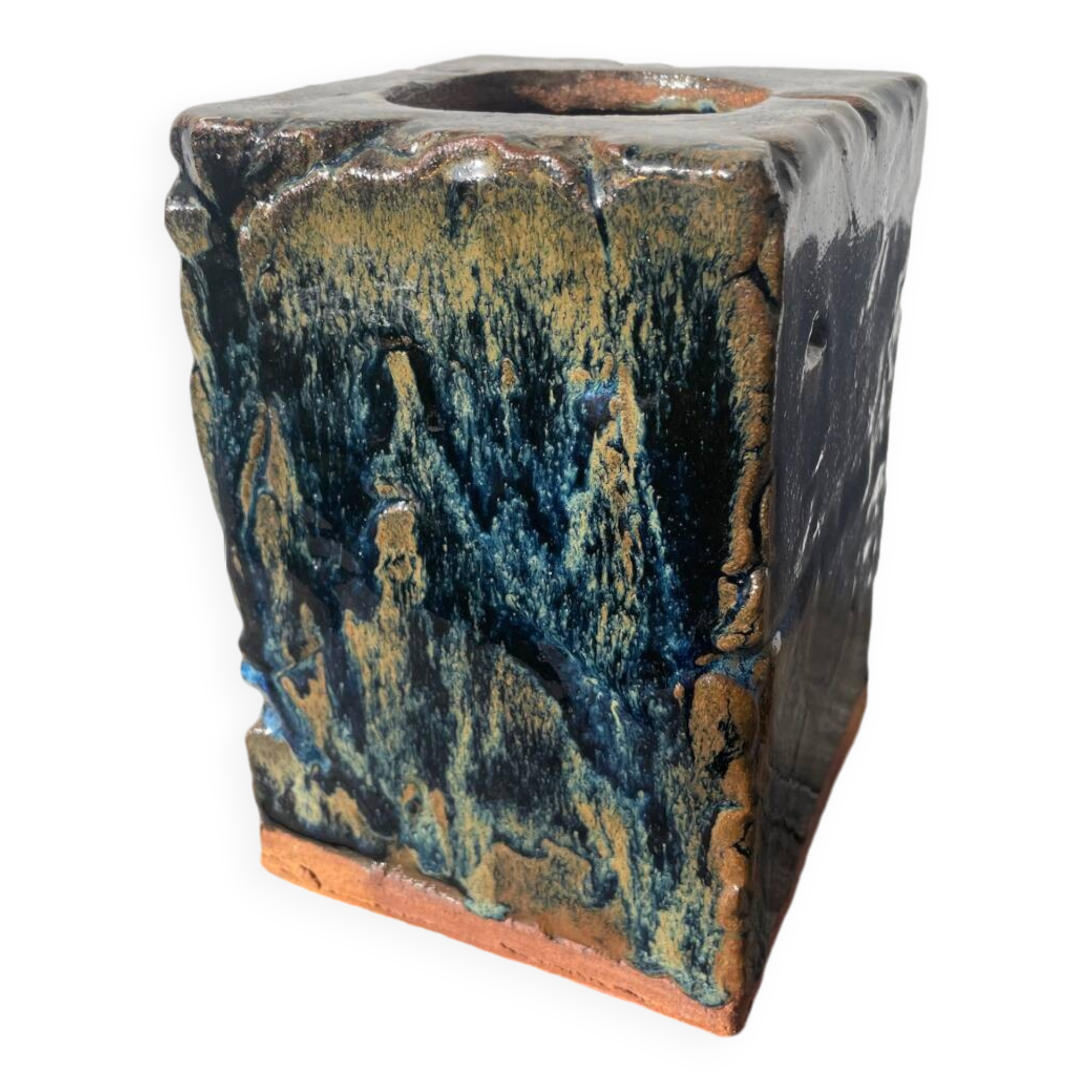 Glazed stoneware potter's vase