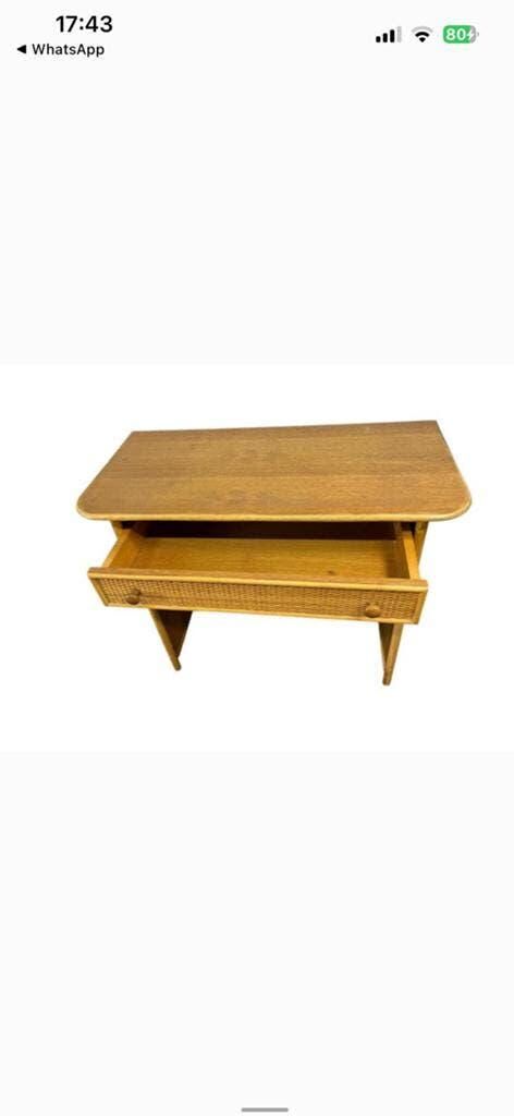 Console vintage en rotin avec tabouret / meuble coiffeuse