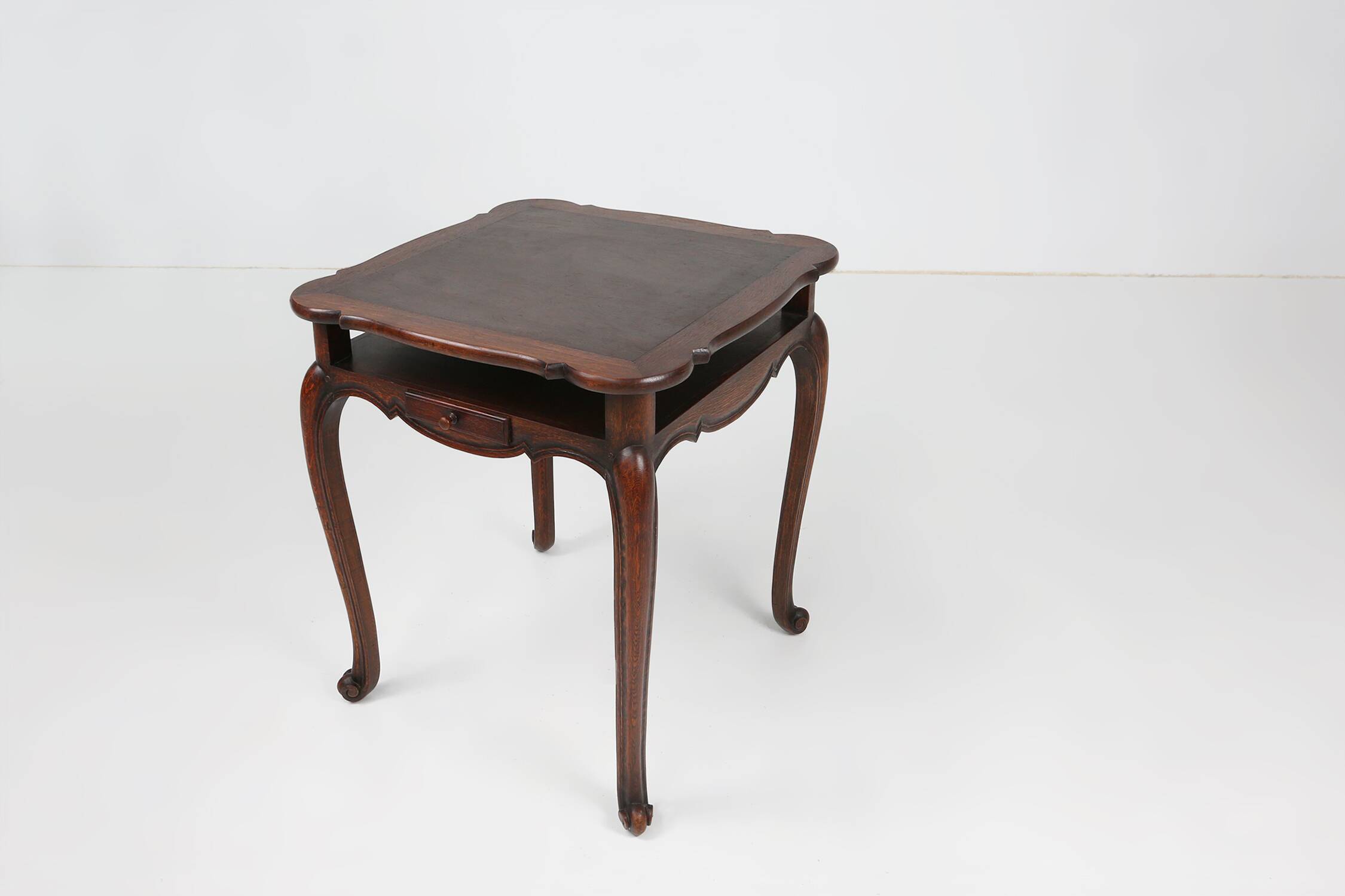 Elegant antique French card table in wood with 2 drawers, ca. 1900