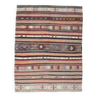Muticolor Turkish Vintage Kilim Rug, 161x206Cm