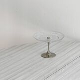 Bowl on a foot in worked glass and elegant metal