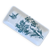 Ravier soap dish 19th century ironstone signed Moulin des Loups "Orchids"