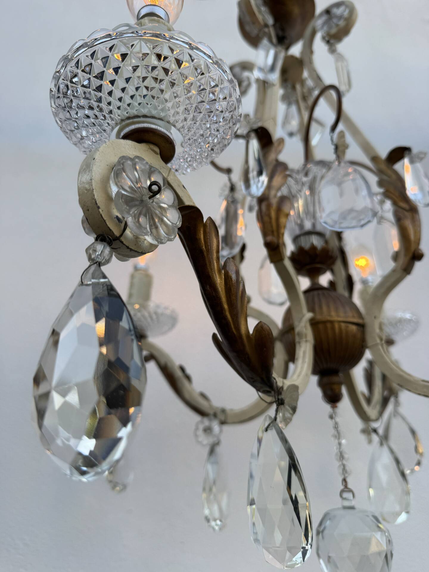Crystal pendant chandelier wrought iron 1900