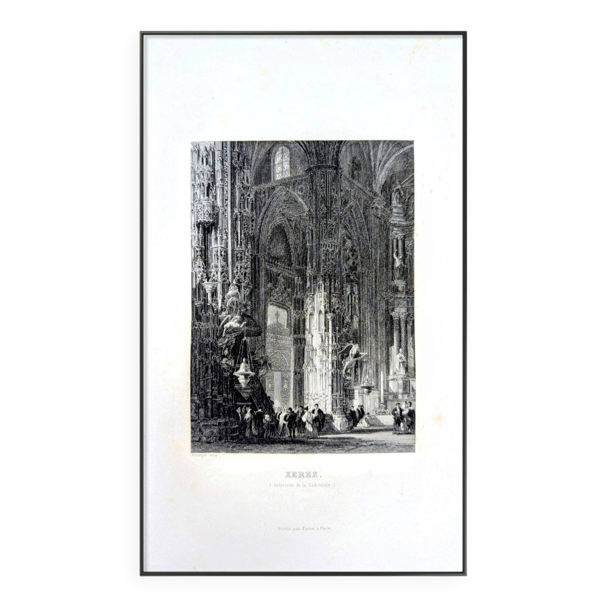 Cathédrale de Xerez, gravure, imprimée en 1841