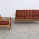 Brutalist sofa and chair set | vintage sofa | 1960s | oak.