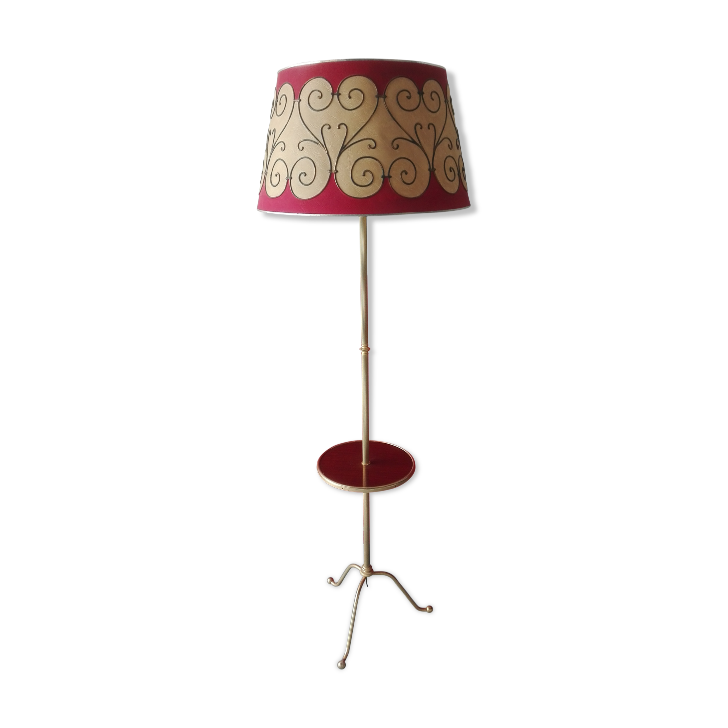Lampadaire doré tripode