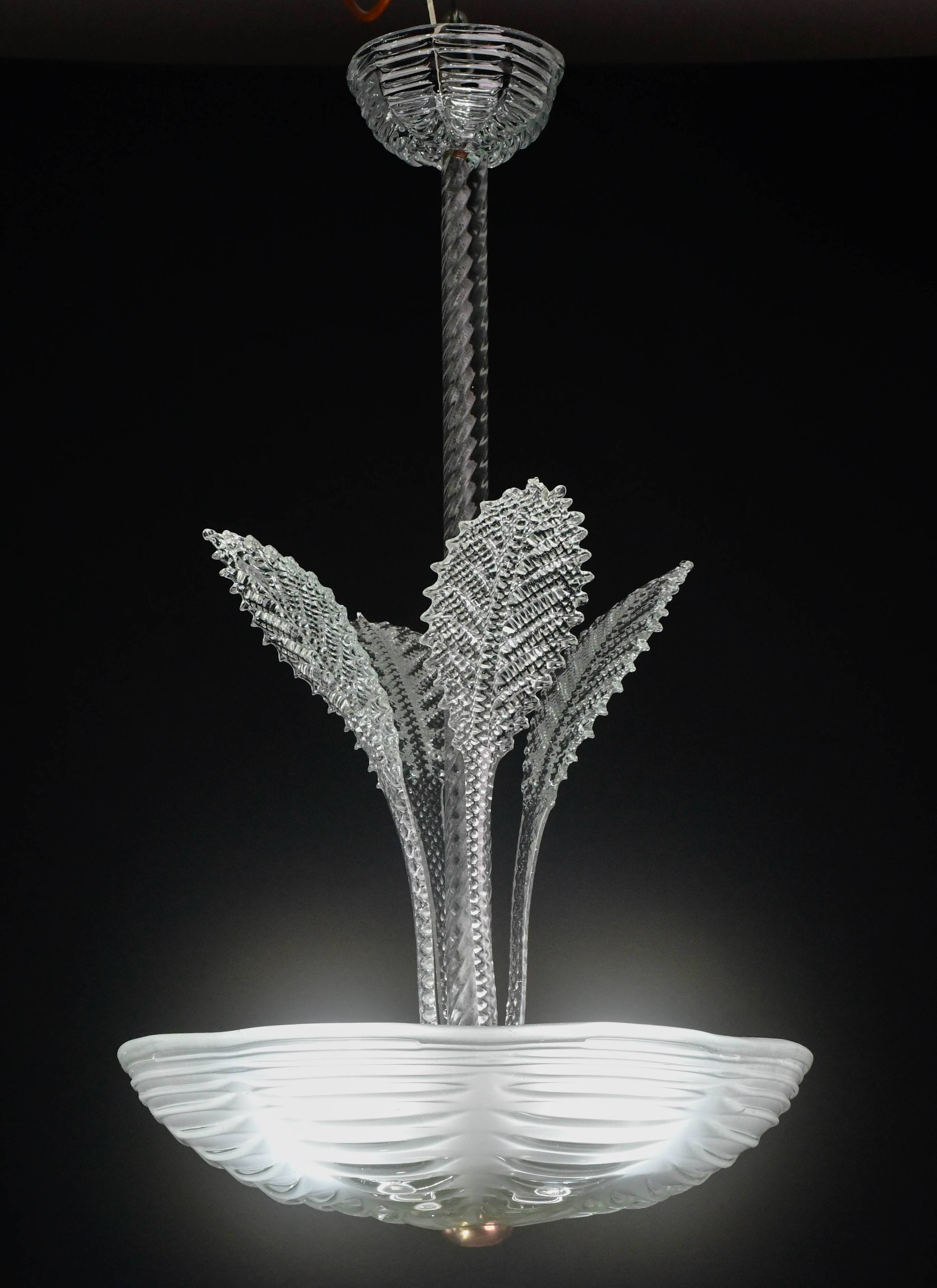 Luxury Barovier & Toso chandelier, Murano Pulegoso glass, 1950s