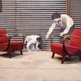 Pair of H 410 armchairs by Jindřich Halabala for Up Zavody