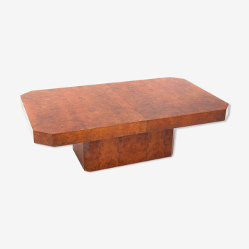 Table basse en bois de Loupe pour Mario Sabot 1970