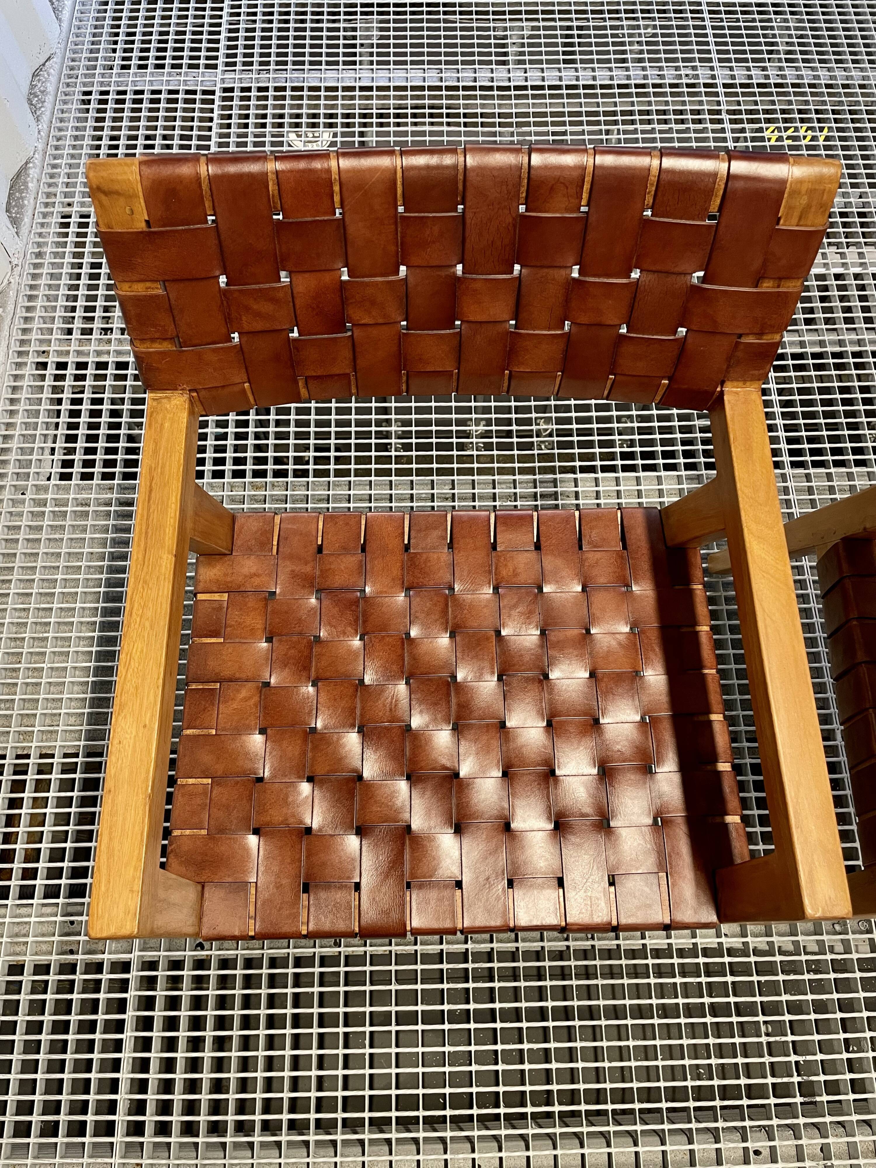 Olivier de Schrijver - Boss armchairs in leather straps - vintage