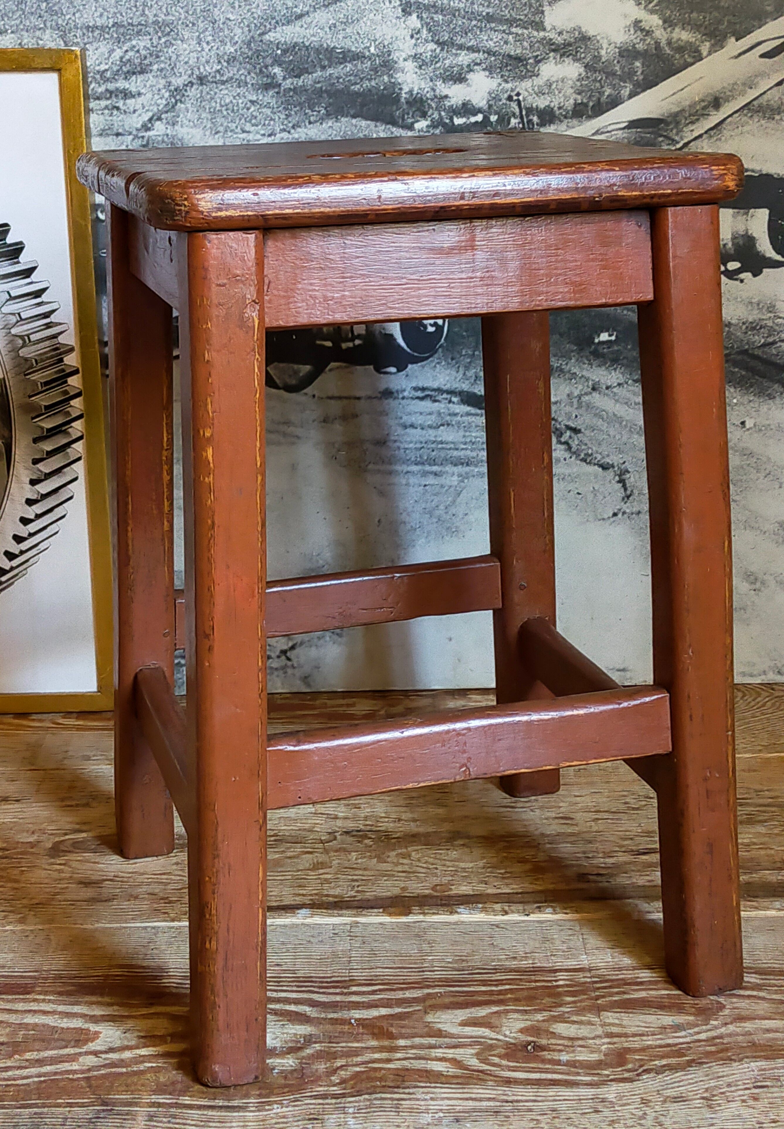 Workshop stool in old solid wood