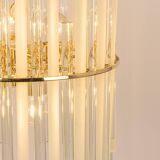 Lustre en laiton doré et baguettes en verre cristallin par C.Palme, Allemagne, années 1970