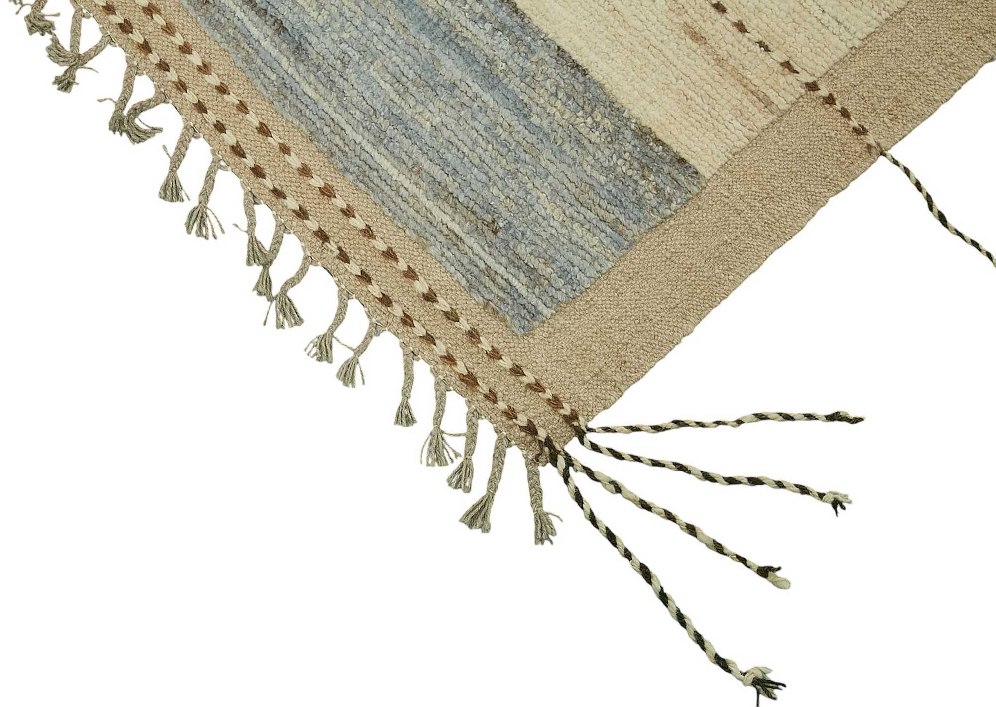 Handwoven Turkish Rustic 261 cm x 302 cm Beige Wool Carpet