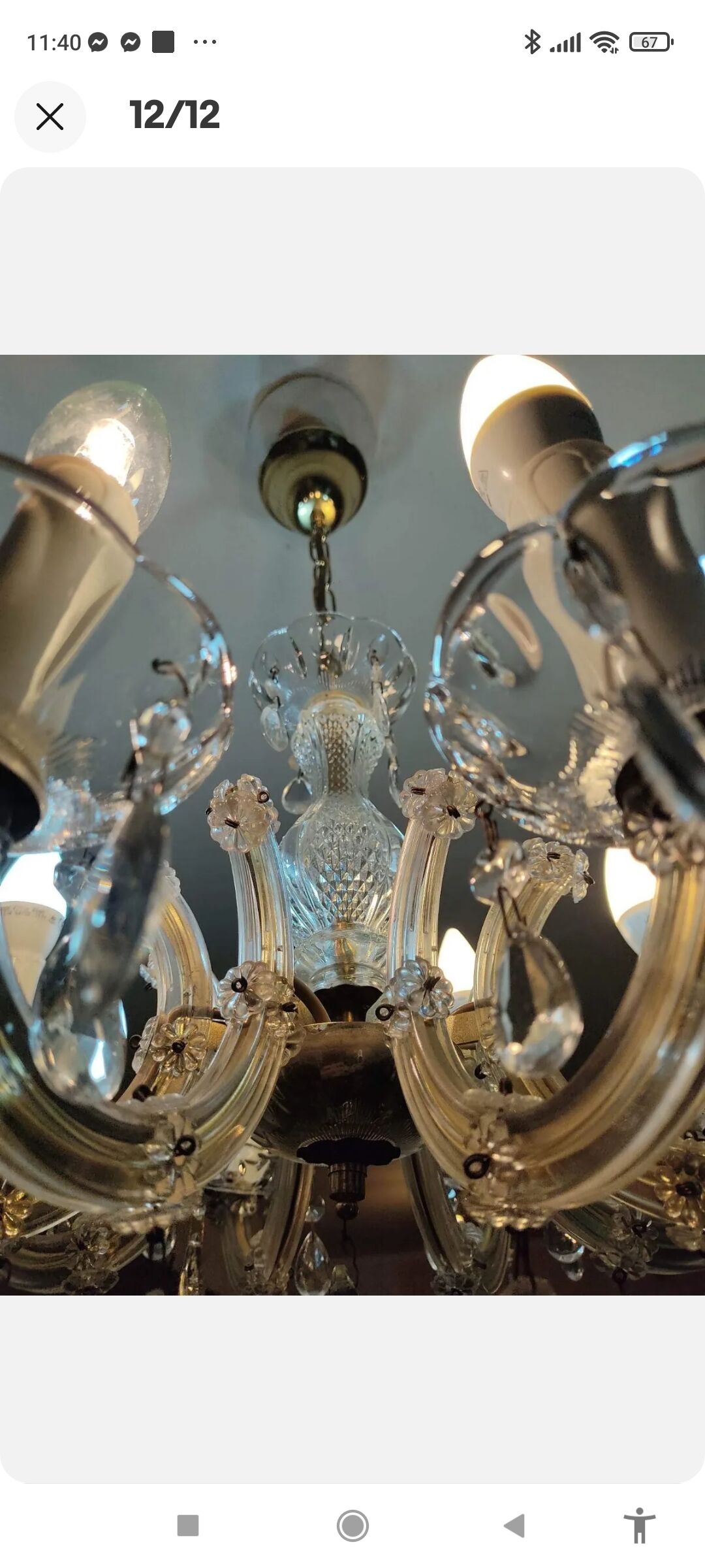 Old murano style chandelier in glass