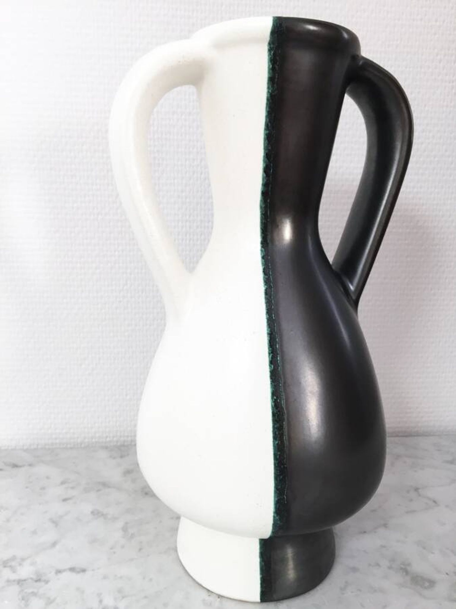 Vase bicolore signé JM Faux – circa 1960