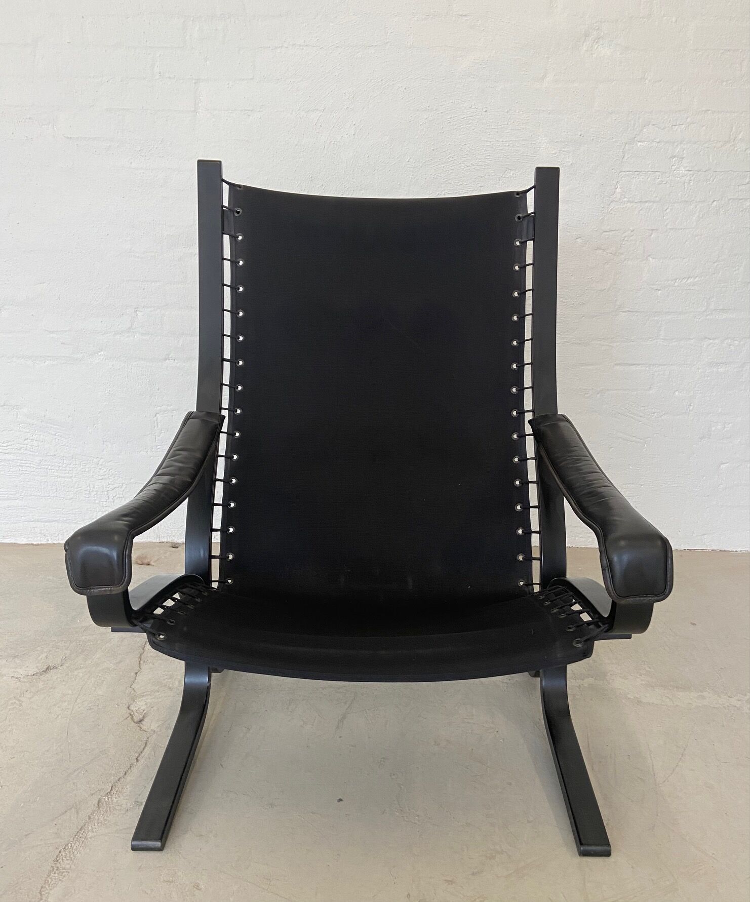 Vintage Norwegian leather chair & ottoman by Ingmar Relling
