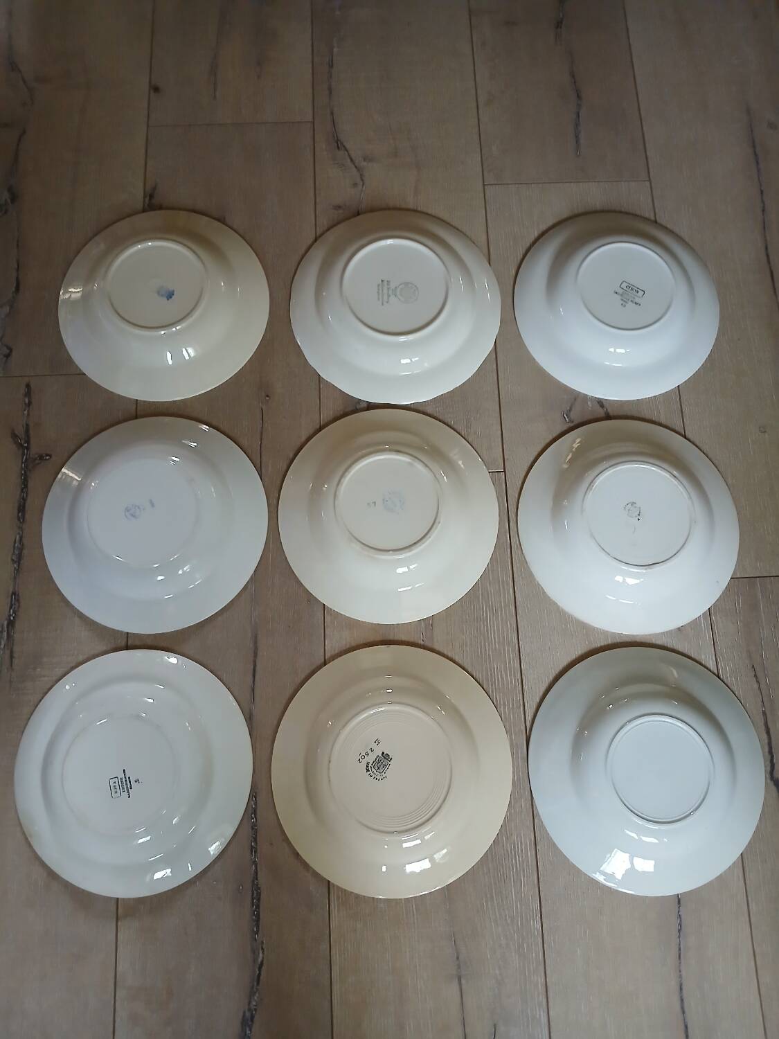 8 mismatched antique soup plates