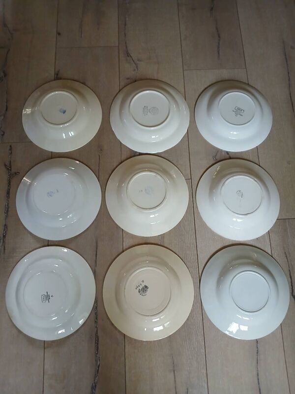 8 assiettes creuses anciennes dépareillées