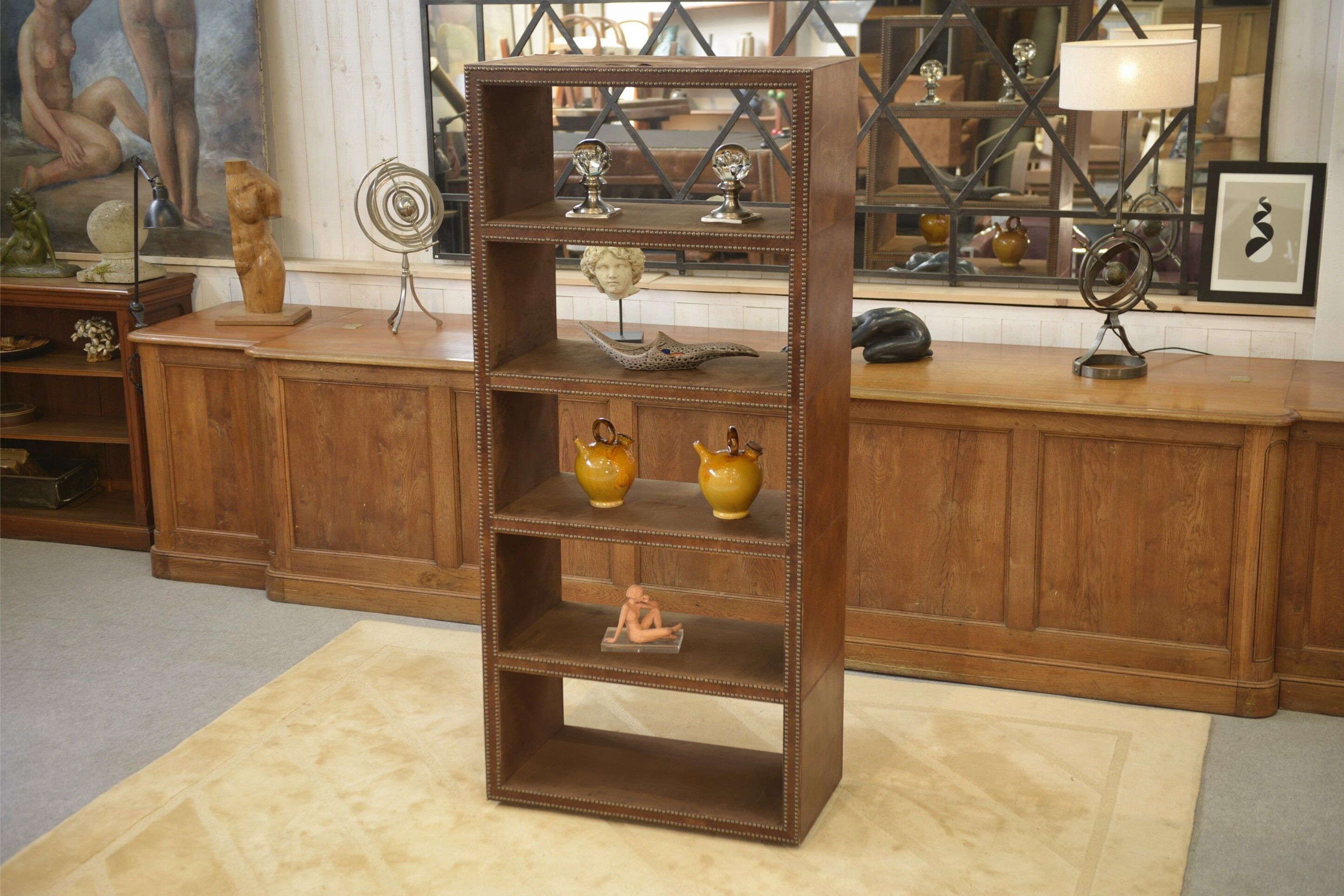 Studded faux leather shelf