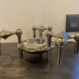 3 S22 candlesticks and 1 modular S44 bowl NAGEL vintage 1970