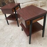 Pair bedside tables feet vintage compass