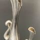 2 silver metal soliflores