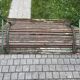 Banc de jardin parisien ancien en fer forgé et bois