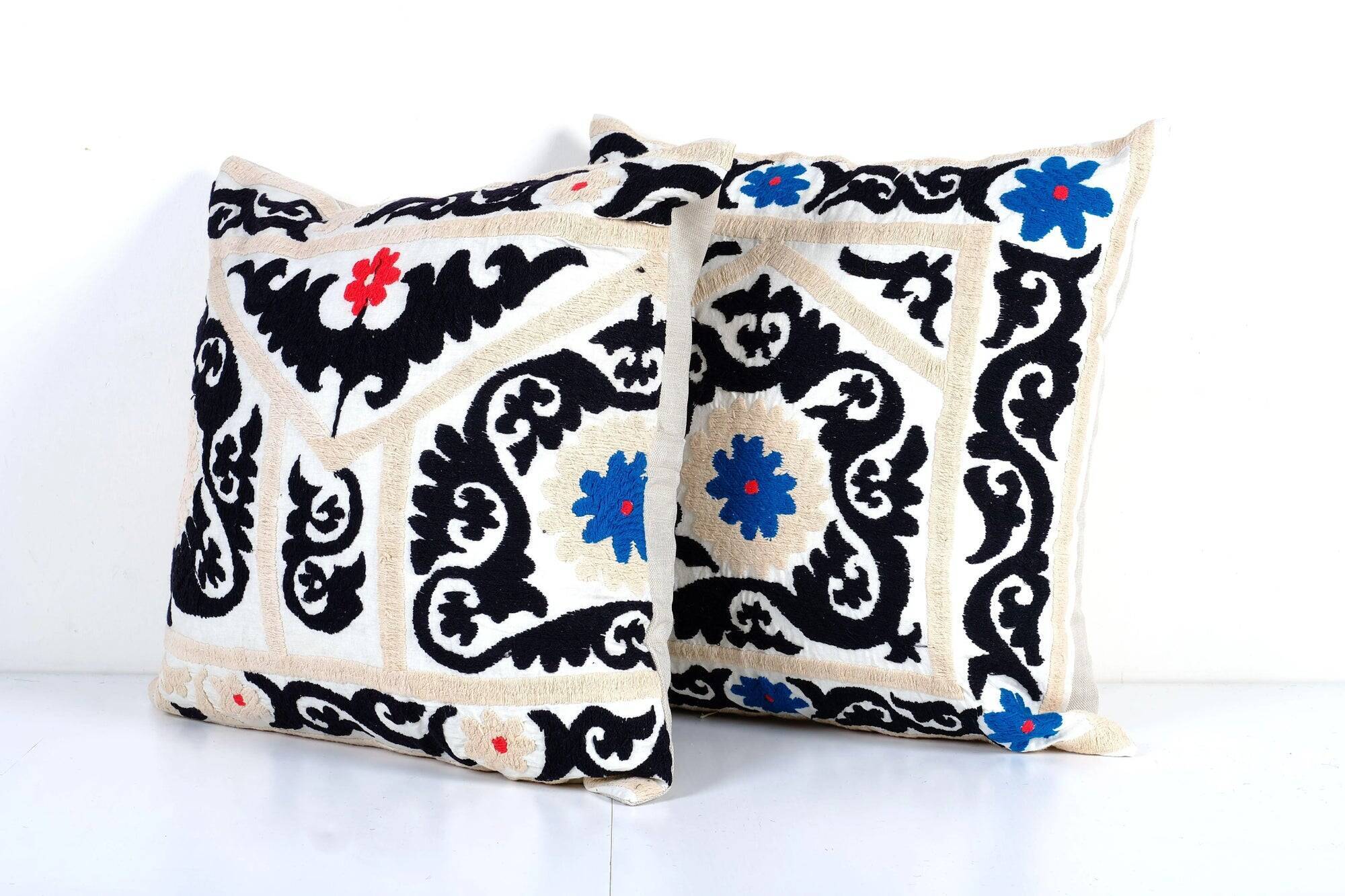 Set of 2 vintage embroidered cushion covers 53x56 cm