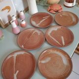 Set of vintage stoneware cups and saucers