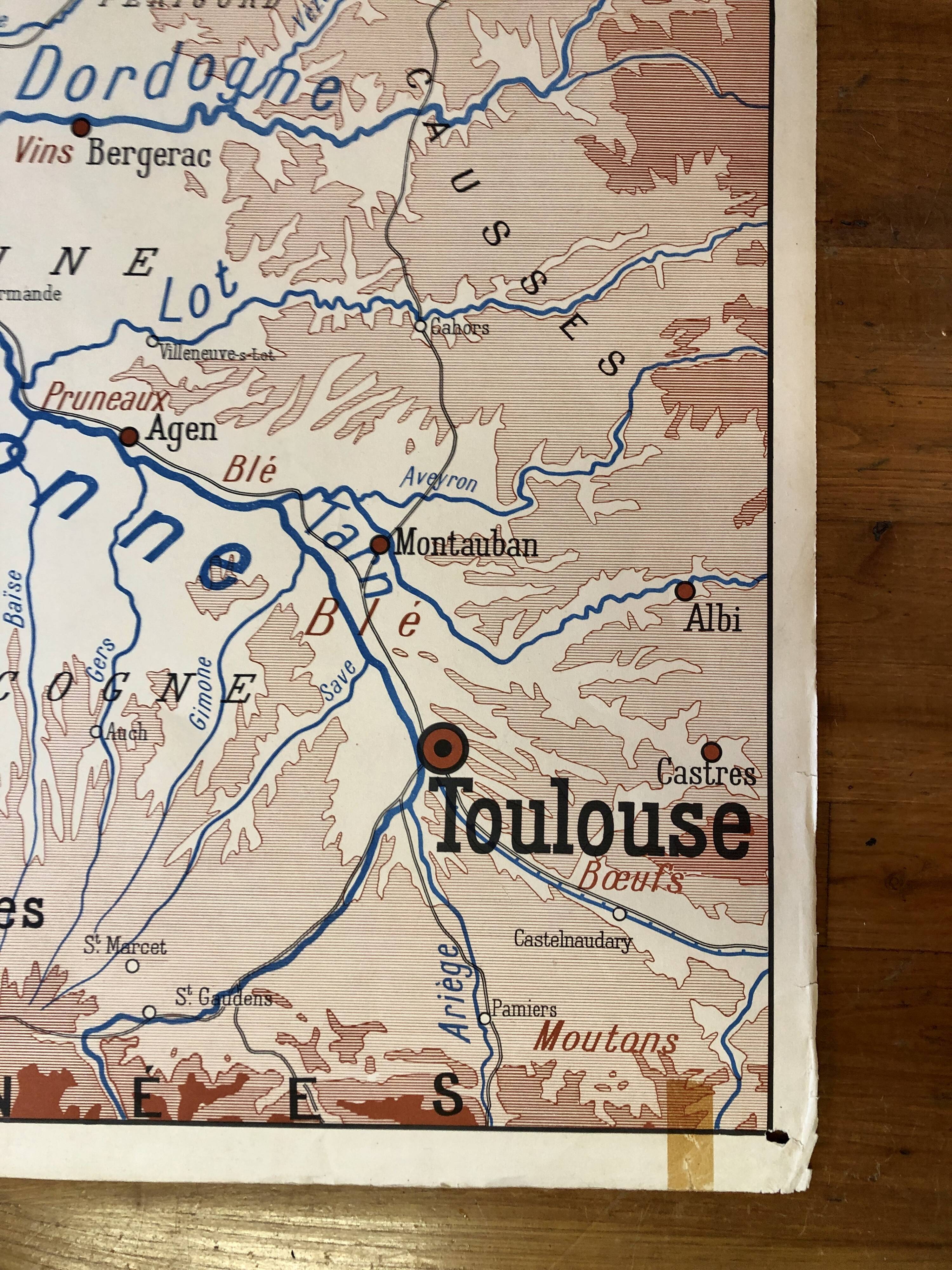 Map old region Marseille and Bordeaux