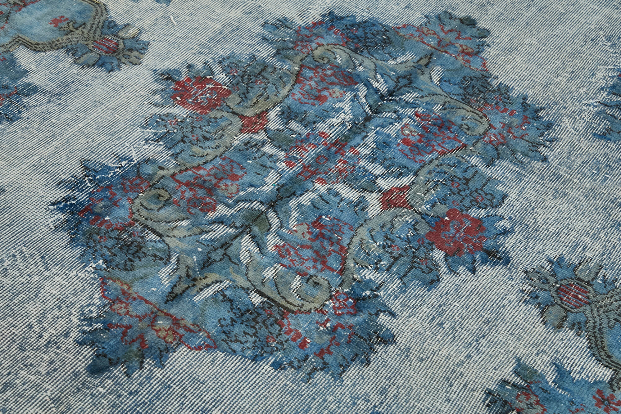 Hand-knotted antique oriental 1970s 163 cm x 267 cm blue carpet