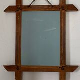 Blonde wooden barber mirror