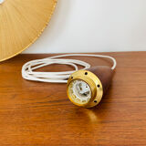 Raffia bast and teak pendant lamp by Temde