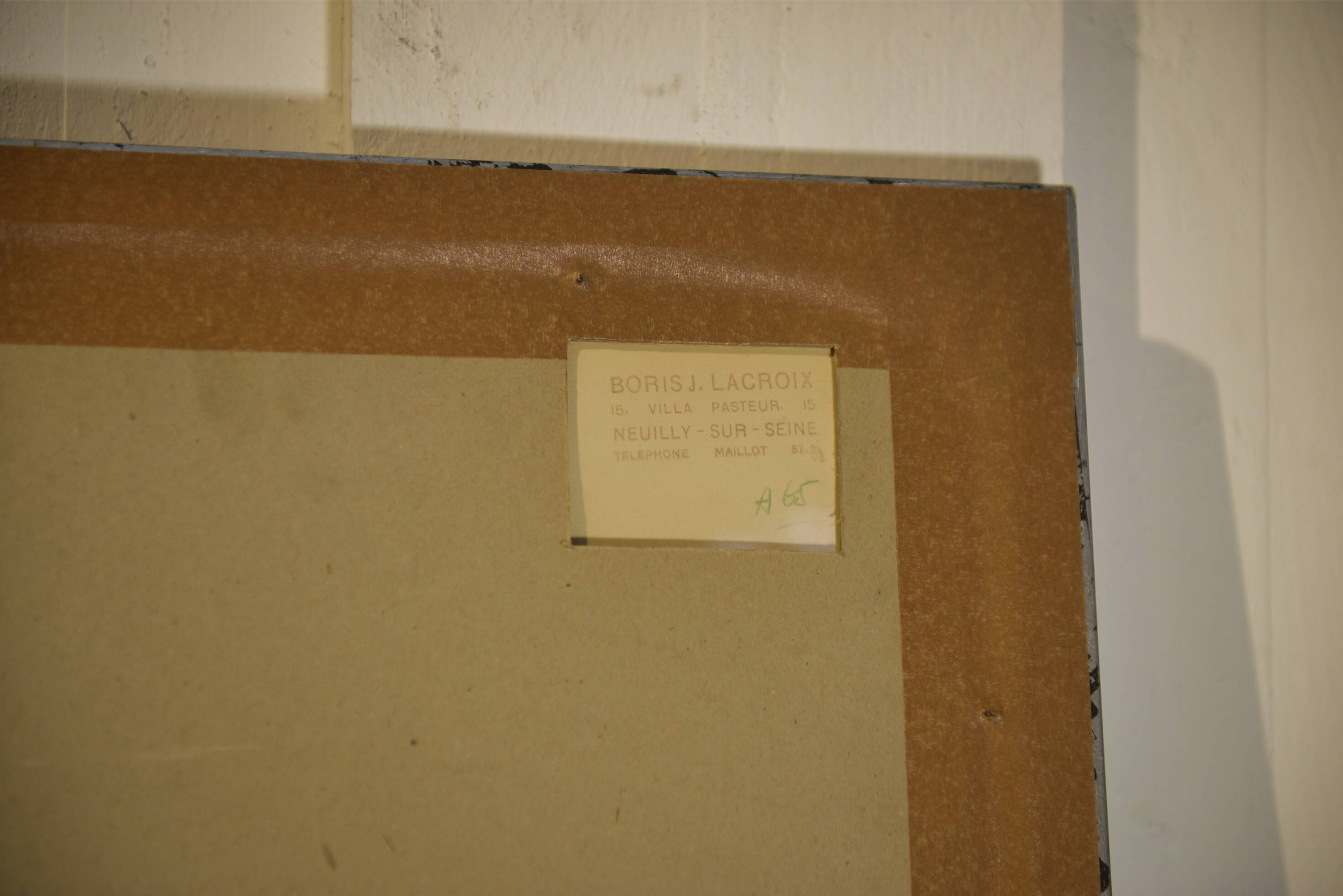 Gouache on paper original unique modernist work by Jean Boris Lacroix 1940s