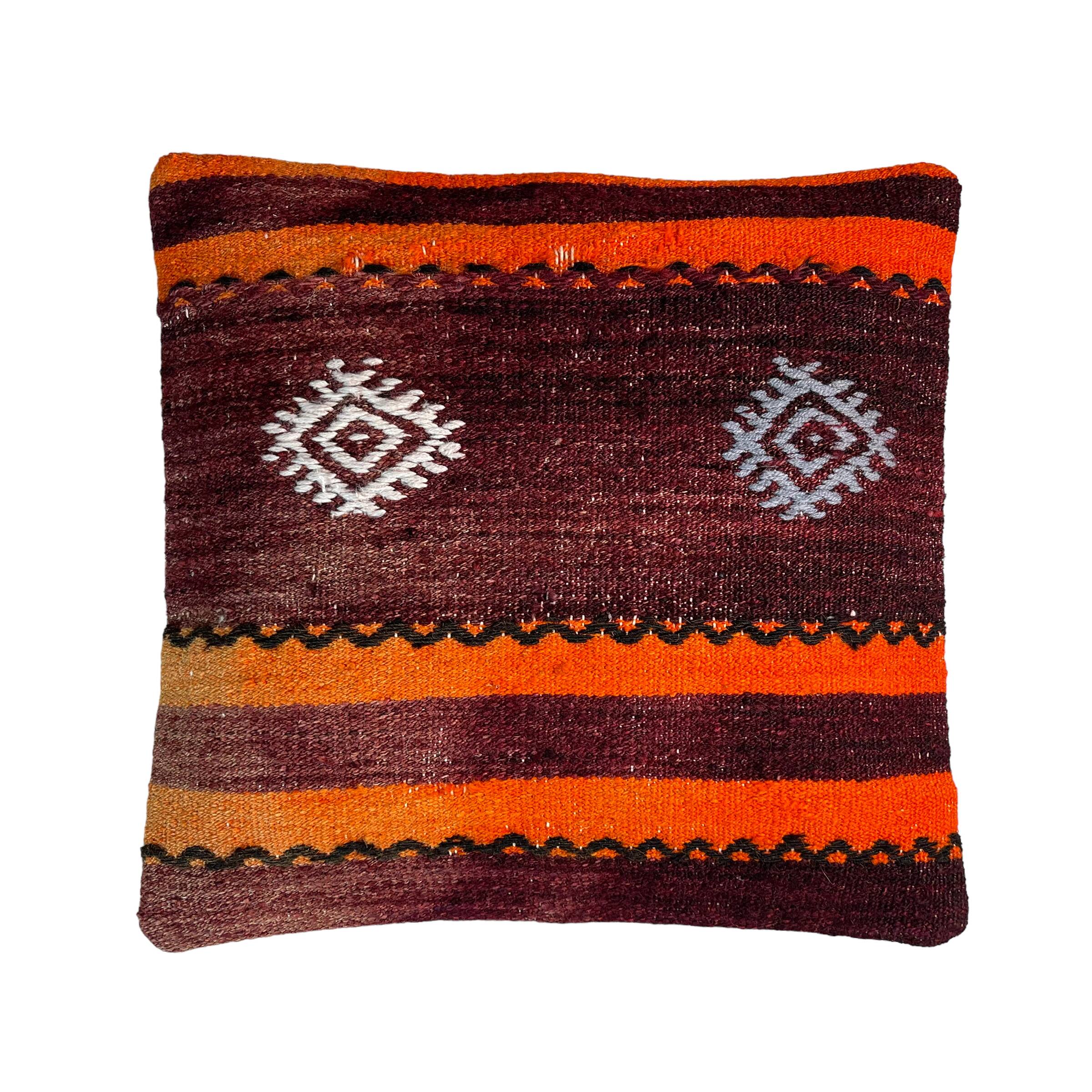 Vintage turkish kilim cushion cover , 40 x 40 cm